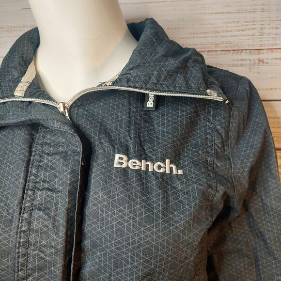 Bench Black Geometric Pattern Jacket with Hoodie - Picture 2 of 15